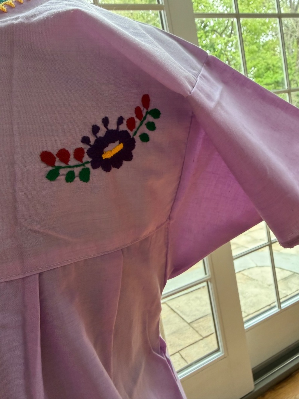 Boho Mexican Embroidered Top Purple Floral Artisan Blouse Size M New Without Tag - Picture 5 of 8